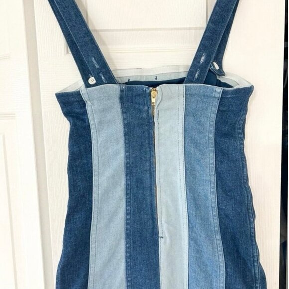 NWT Show Me Your Mumu Coronado Corset Blue Stripe Denim Mini Dress Size Small - Picture 9 of 10